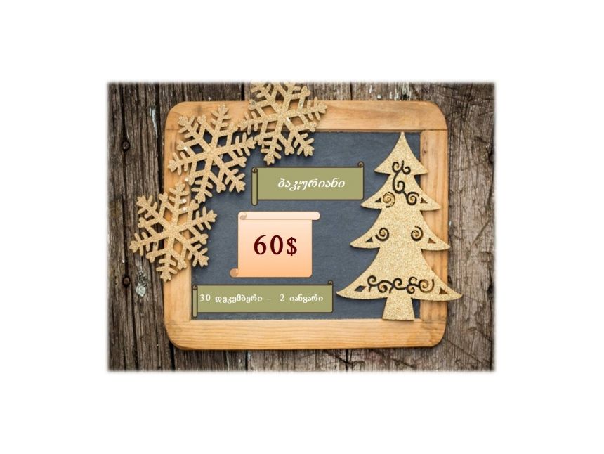 მხოლოდ თქვენთვის!!! განაკუთრებულ ფასად!!!!  გაატარეთ ახალი წლის დღეები ბაკურიანში  მხოლოდ  $- ად!