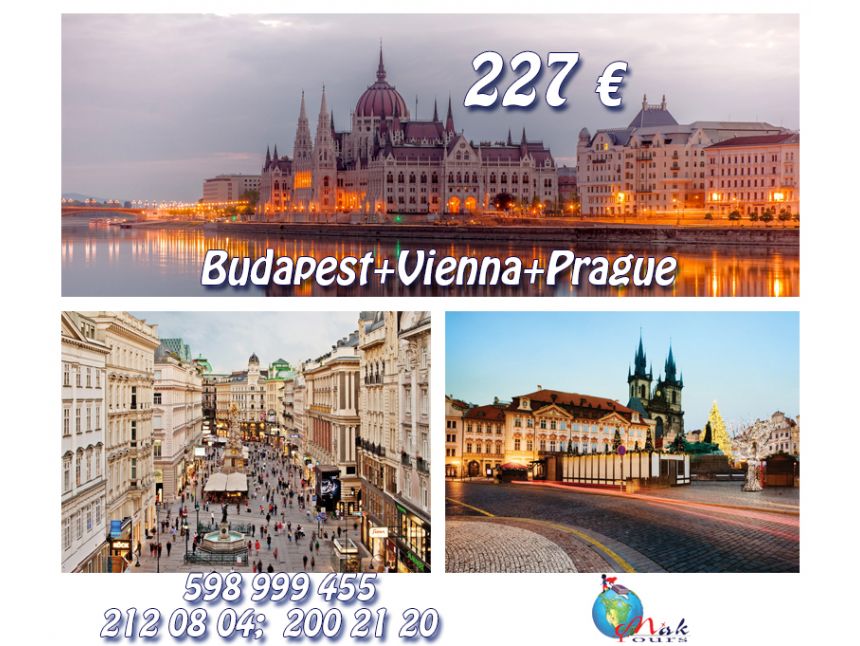 Budapest+Vienna+Prague from 227 Euros. 