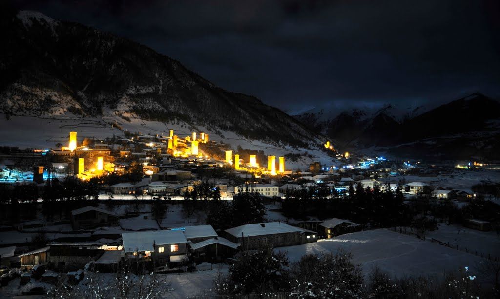 ზამთრის სვანეთი გადათეთრებული მესტია თებერვალს