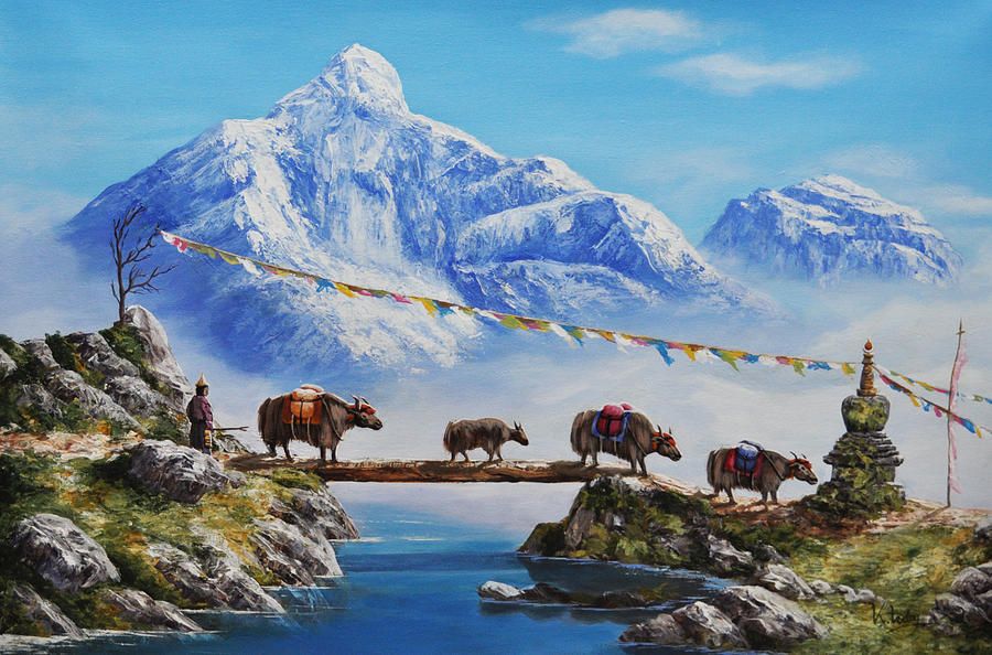 Горный караван. Рерих Тибет Гималаи. Картины Рериха Гималаи Эверест. Тибет Гималаи картина. Гора Кайлас в живописи.