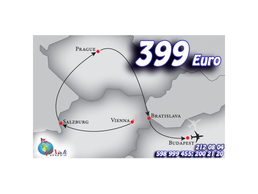 Budapest-Bratislava-Prague-Salzburg-Vienna - 399 Euro